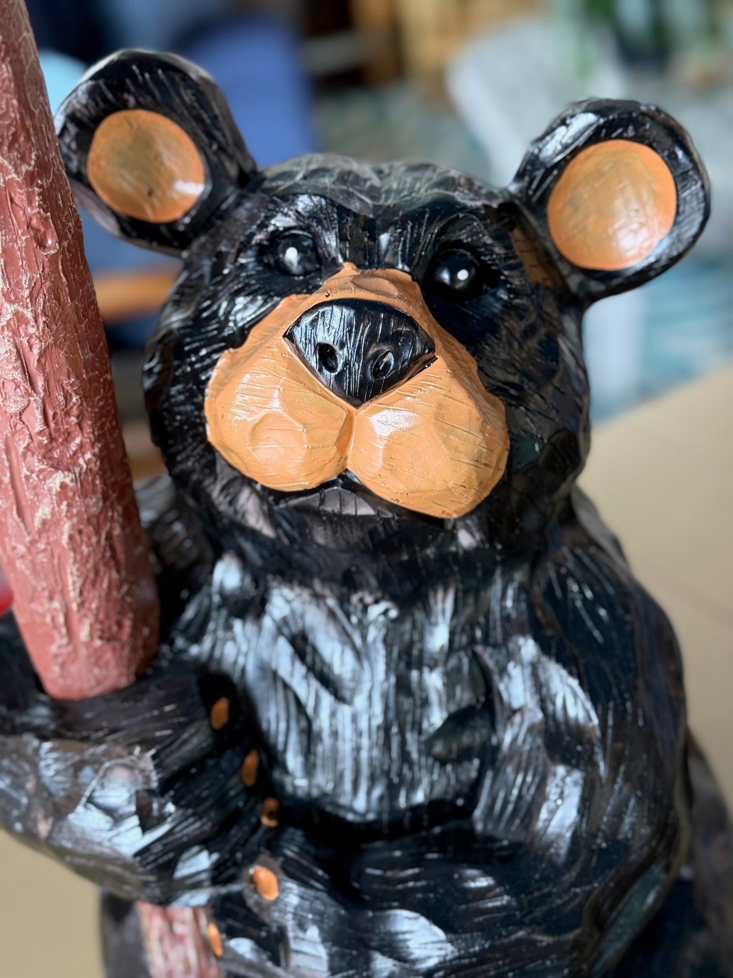 RAM Game Room Hand Painted Indoor/Outdoor Bear “Welcome” Statue and Sign