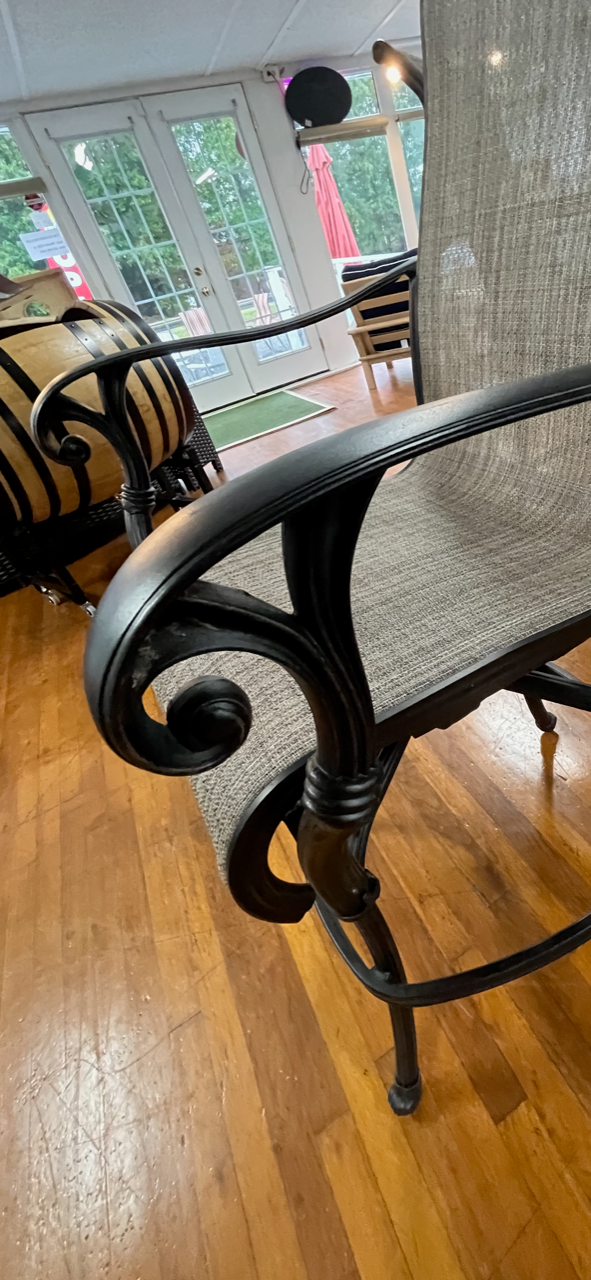 Summit Cast Aluminum Sling Swivel Bar Chair by DWL