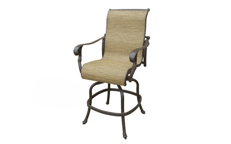 Summit Cast Aluminum Sling Swivel Bar Chair by DWL